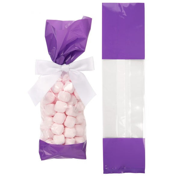 Sachet SOS imprimé transparent avec extrémités en violets 6.7x4.8x 27.3 cm (100 pièces) [G2PL]