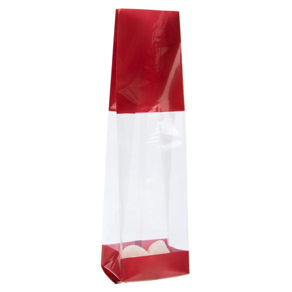 Bedrukte Zakken Rood 6,7x4,8x27,3cm met zijvouw (100 stuks) [G2RD]