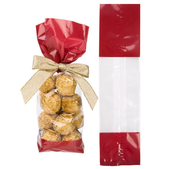 Bedrukte Zakken Rood 6,7x4,8x27,3cm met zijvouw (100 stuks) [G2RD]