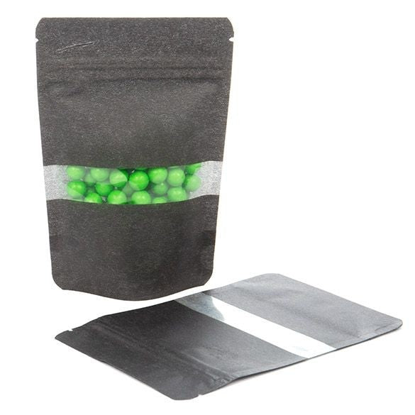 Stand Up Pouches Rice Paper Black with Window 10.2x6x15.2cm | 57 grams