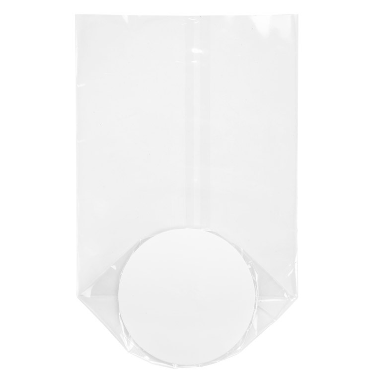 Plastiek Zakken Ronde Bodem 10,2x25,4cm 40 Micron en met witte Kaart (50 stuks) [RPBG4]