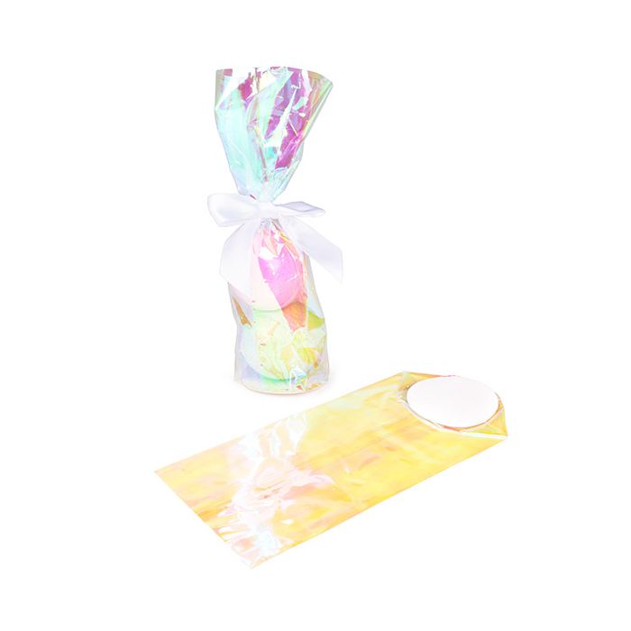 Plastiek Zakken Iridescent Ronde Bodem 7x25,4 cm met Papieren Kaart (50 stuks) [RPBGH2]