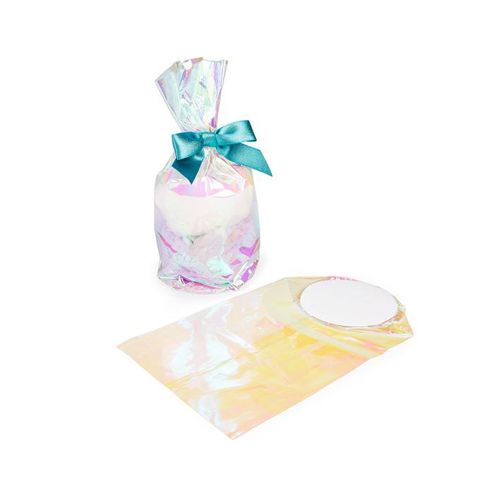 Plastiek Zakken Iridescent Ronde Bodem 10,2x25,4 cm met Papieren Kaart (50 stuks) [RPBGH4]