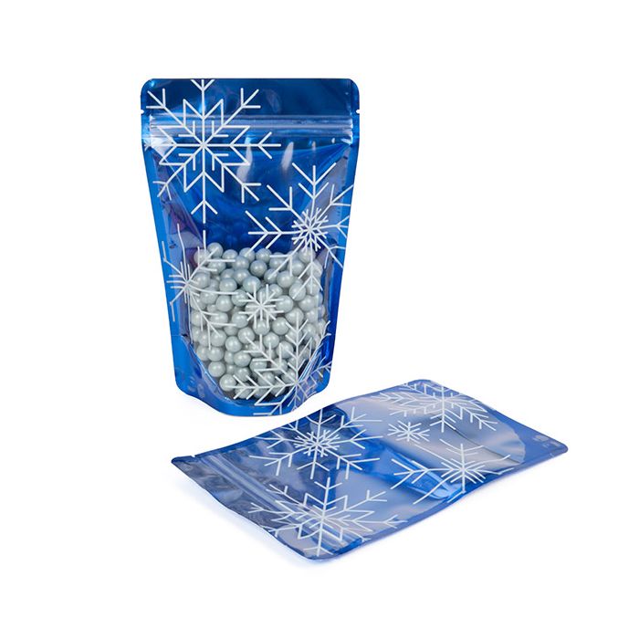 Stazakken Blauw Sneeuw print 13x7,9x20,6cm (25 Stuks) [ZBGSW3S]