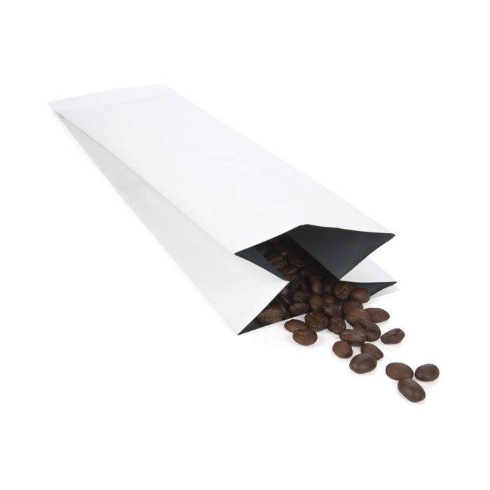 Koffiezakjes Mat Wit met Ventiel 8,5x6,5x33 cm 450 gram (50 stuks) [SGC2WM]