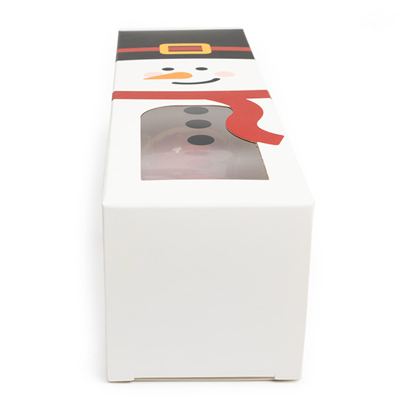 Boîte en papier bonhomme de neige avec fenêtre 5,7x5,7x20,3 cm (25 pcs) [SKB228SN]