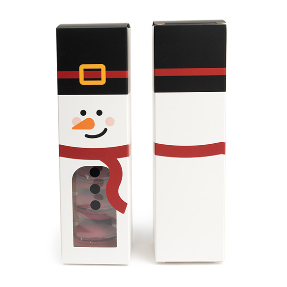 Boîte en papier bonhomme de neige avec fenêtre 5,7x5,7x20,3 cm (25 pcs) [SKB228SN]