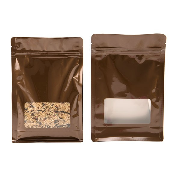 Sac à maintient or métallisé avec fenêtre transparente rectangulaire 12.5 x 4.5 x 16.5cm (100 Pieces) [SQMS3BZ]