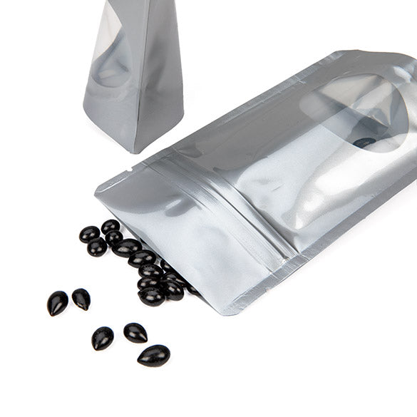 Doypack Argenté avec fenêtre ovale 8x5x13cm | 28g (100 pièces) [ZBGO1S]