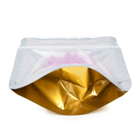 Stazakken Transparant/Goud 8x5x13cm | 28 gram (100 stuks) [ZBGG1]