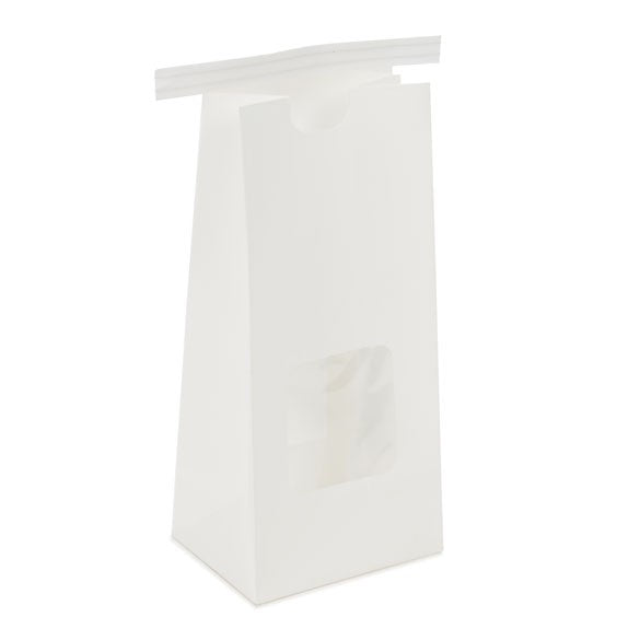 Sachet en Kraft blanc refermable à attache métalique 8,6x6,4x19,7 cm (100 pièces) [TTW1W]