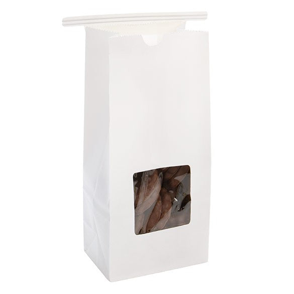 Sachet en Kraft blanc refermable à attache métalique 8,6x6,4x19,7 cm (100 pièces) [TTW1W]