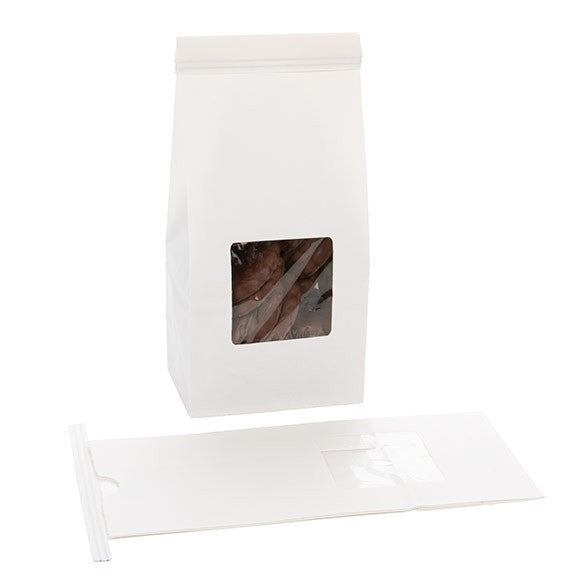 Sachet en Kraft blanc refermable à attache métalique 8,6x6,4x19,7 cm (100 pièces) [TTW1W]