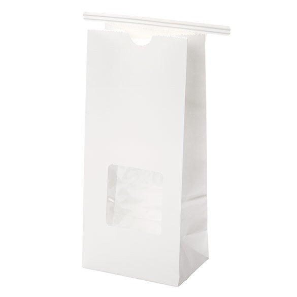 Sachet en Kraft blanc refermable à attache métalique 8,6x6,4x19,7 cm (100 pièces) [TTW1W]