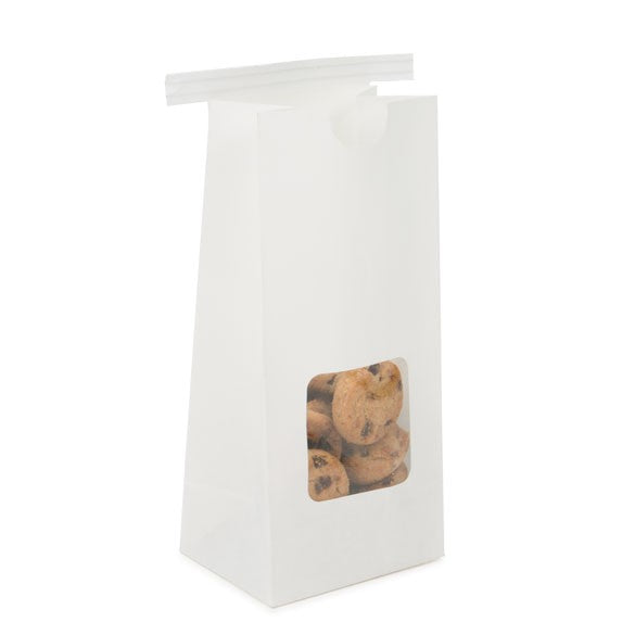 Sachet en Kraft blanc refermable à attache métalique 8,6x6,4x19,7 cm (100 pièces) [TTW1W]