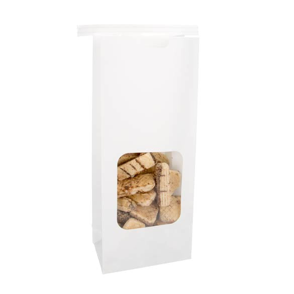 Sachet en Kraft blanc refermable à attache métalique 10,8x6,4x26,7 cm (100 pièces) [TTW2W]