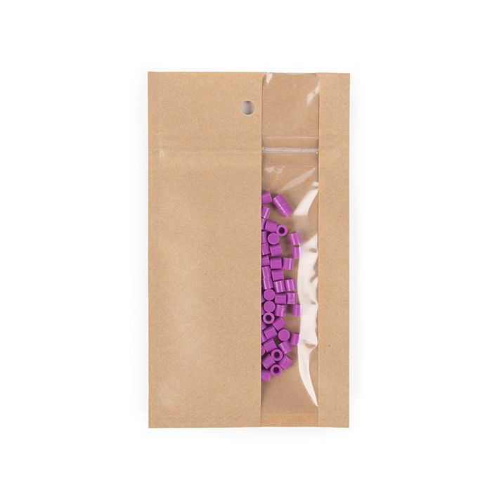 Sachets Zip Kraft avec fenêtre verticale 7,6x11,4 cm (100 pièces) [HZBV3K]