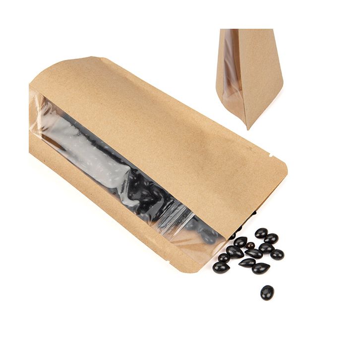 Stazakken kraft met Verticaal venster 10.2 x6x15.2 cm (100 stuks) [ZBGV2K]