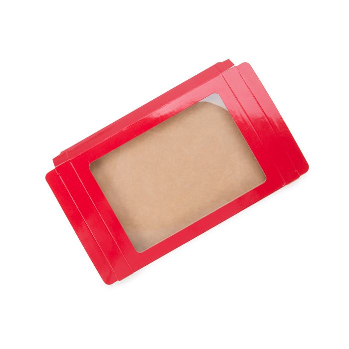 Kraftdoosjes met Venster Rood, 9,5x1,5x13,2cm (25 stuks) [WGRG10]