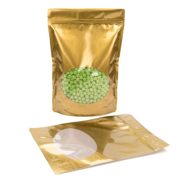 Stazakken Goud met ovaal Venster 21x9x29cm | 510 gram (100 stuks) [ZBGO5G]