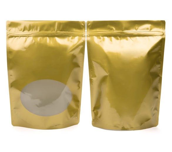 Stazakken Goud met ovaal Venster 21x9x29cm | 510 gram (100 stuks) [ZBGO5G]