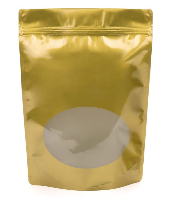 Stazakken Goud met ovaal Venster 21x9x29cm | 510 gram (100 stuks) [ZBGO5G]