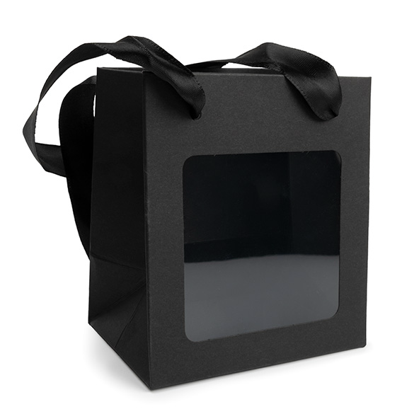 Cadeautasjes Zwart met Venster 10,2x7x11,4cm (10 stuks) [GMBW1B]
