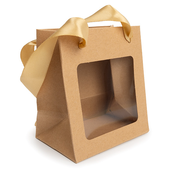 Cadeautasjes Kraft met Venster 10,2x7x11,4cm (10 stuks) [GMBW1K]