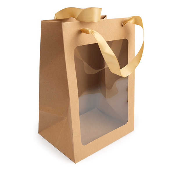 Cadeautasjes Kraft met Venster 17,8x12,7x24,9cm (10 stuks) [GMBW2K]