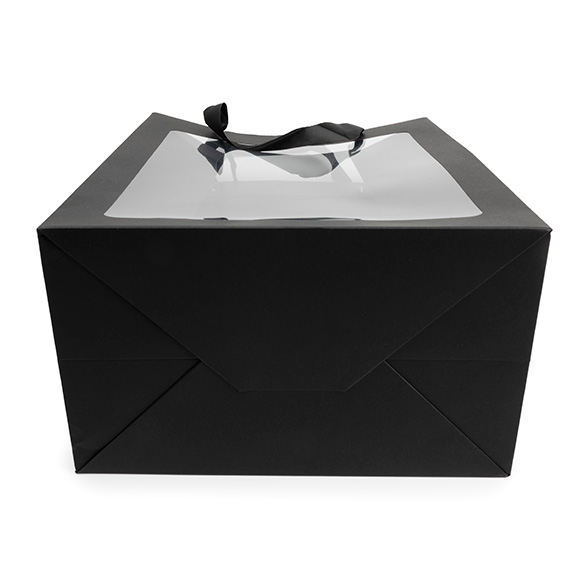 Sacs cadeaux noir avec fenêtre 24,9x15,2x35,1 cm (10 pcs) [GMBW3B]