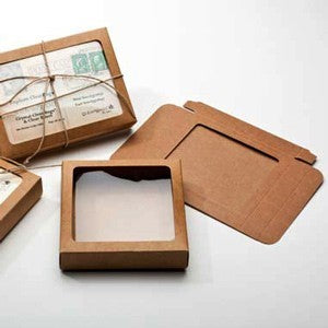 boite en kraft marron avec fenêtre 10.5x2.2x10.5cm (25 Pieces) [WKR245]