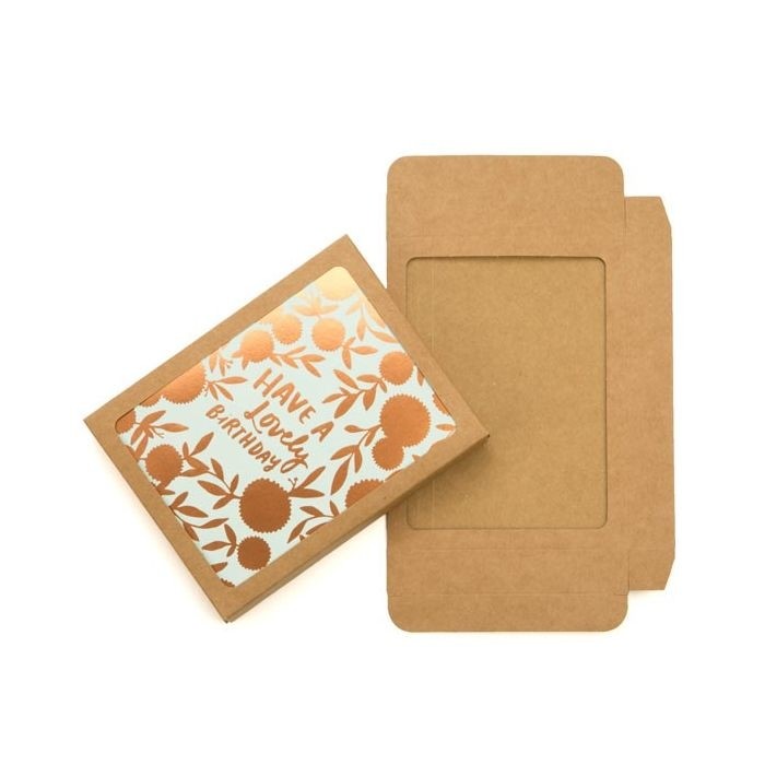 Kraft Gift Boxes 11.4x2.2x14.9cm Window Cut out