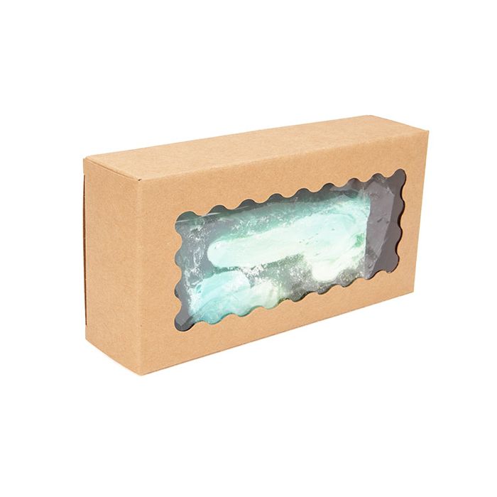 Kraft Doosje Met Kartelrand Venster 7x3,7x14 cm (25 Stuks) [WKRG11]