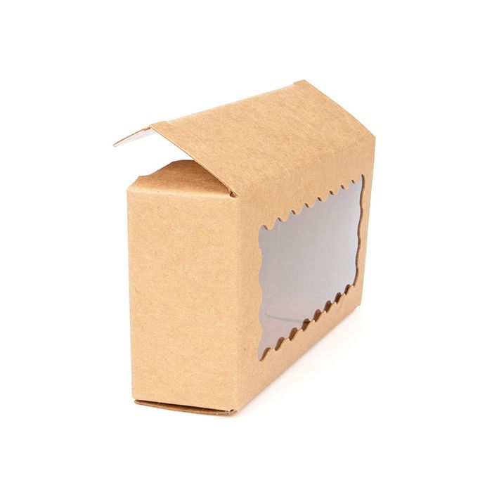 Boite Kraft avec Fenêtre Ondulée 10,6x3x5,6 cm (25 pièces) [WKRG12]
