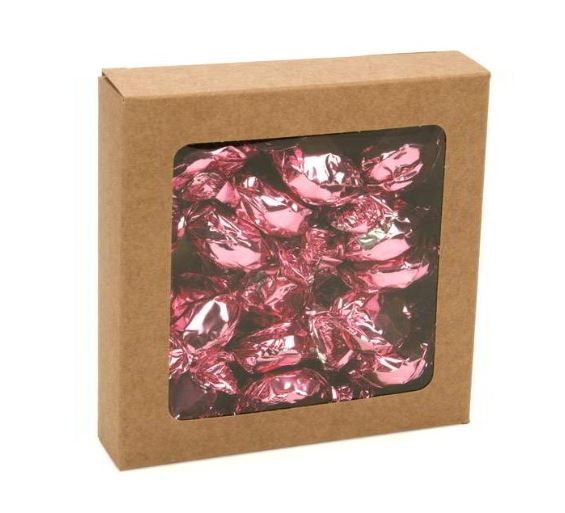 Boite en papier kraft à fenêtre avec feuille PET insérée 10.5x2.2x10.5cm (25 Pièces) [WKRG245]