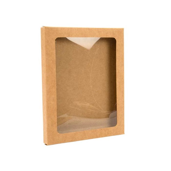 Boîte en papier kraft avec fenêtre et feuille en PET insérée, 9.5x2.2x13.2cm (25 Pieces) [WKRG246]