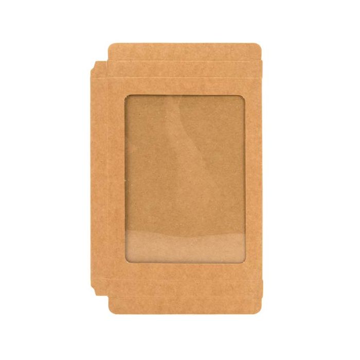 Boîte en papier Kraft à fenêtre avec feuille PET insérée 13.5x1.6x18.5cm A7 (25 pièces) [WKRG1]