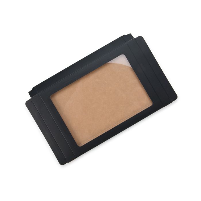 Boîte à fenêtre en papier noir mat avec feuille PET insérée 13.7x1.5x18.7cm A7 (25 Pieces) [WMBG1]