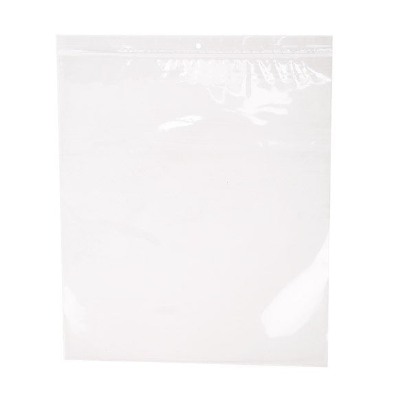 Sachet zip à transparence cristalline 75 microns avec trou pour suspension 33x38,1cm (100 pièces) [Z3R1315]