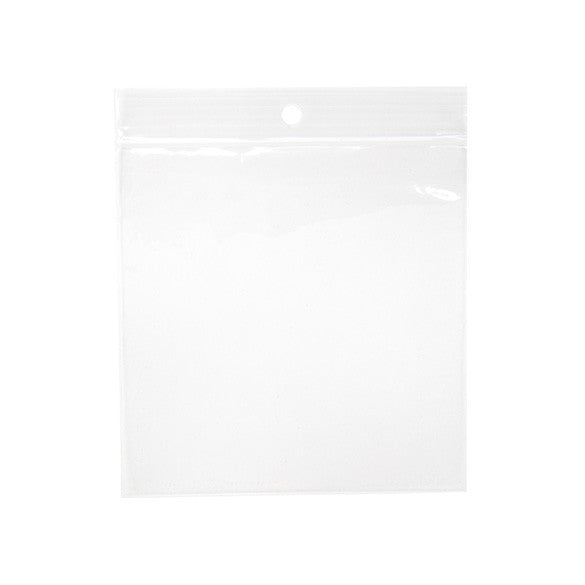 Sachet zip à transparence cristalline 75 microns avec trou pour suspension 10,2x10,2cm (100 pièces) [Z3R44]