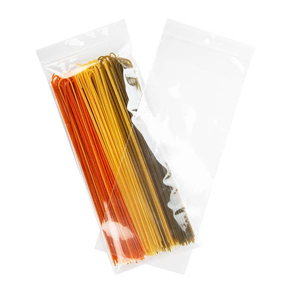Sachet zip à transparence cristalline 75 microns avec trou pour suspension 12,7x30,5cm (100 pièces) [Z3R512]