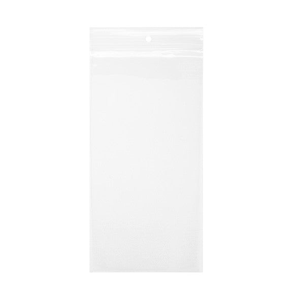 Sachet zip à transparence cristalline 100 microns avec trou pour suspension 10,2x20,3cm (100 pièces) [Z4R48]