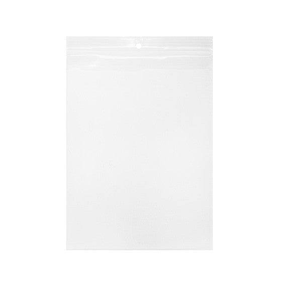 Sachet zip à transparence cristalline 100 microns avec trou pour suspension 15,2x20,3cm (100 pièces) [Z4R68]