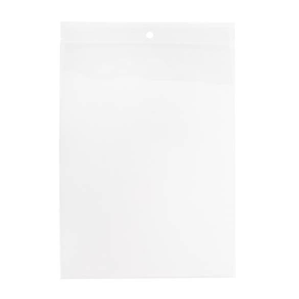Sachet zip à transparence cristalline 100 microns avec trou pour suspension 15,2x20,3cm (100 pièces) [Z4R68]