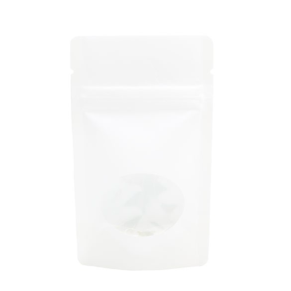 Doypack Kraft Blanc avec fenêtre ovale 8x5x13cm | 28g (100 pièces) [ZBGO1WK]