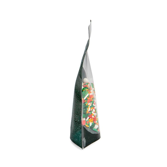 Doypack Transparent/Paillettes Vert 10,2x6x15,2cm (100 pièces) [ZBG2GLGR]