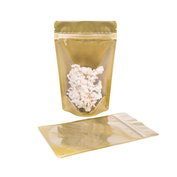 Stazakken Transparant/Goud 13x8x20,5cm | 113 gram (100 stuks) [ZBGGC3]