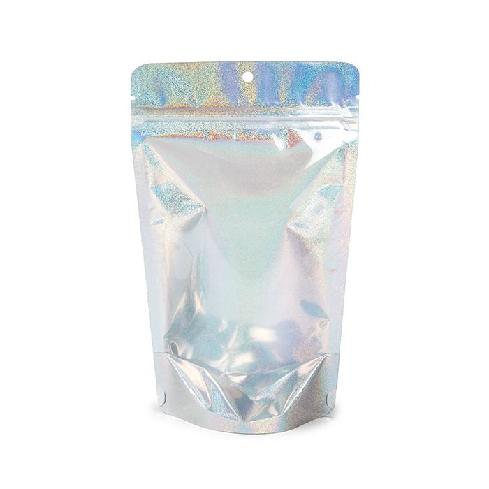 Stazakken Transparant/Holografisch Glitter 13x7,9x20,6 cm met Ophanggat (25 stuks) [ZBGHG3C]