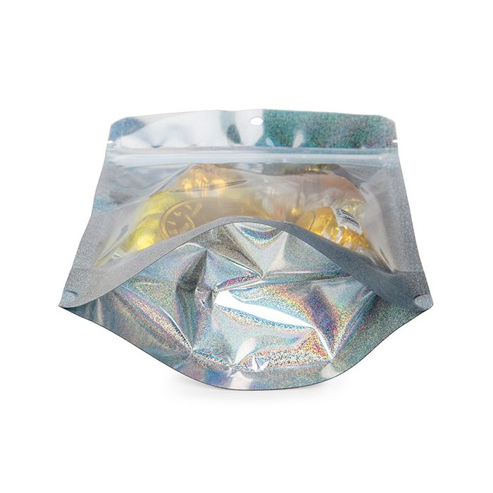 Stazakken Transparant/Holografisch Glitter 13x7,9x20,6 cm met Ophanggat (25 stuks) [ZBGHG3C]
