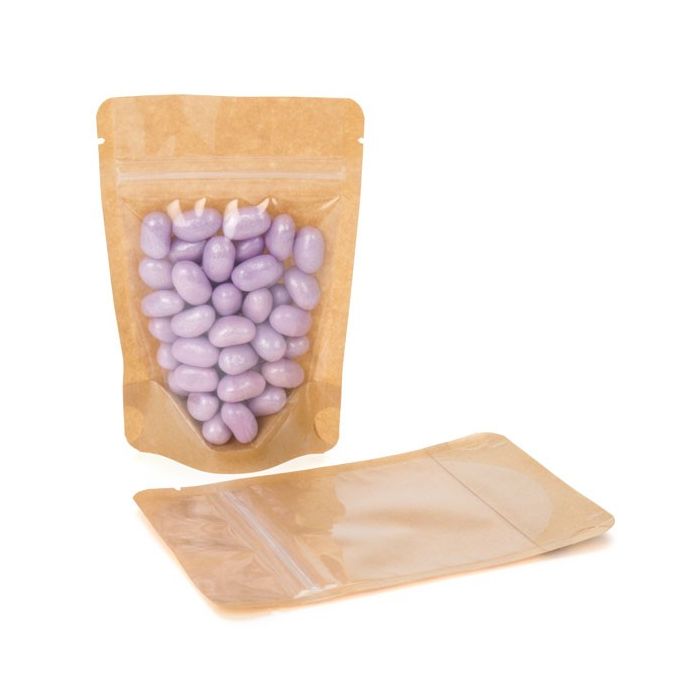 Doypack en papier Kraft avec transparence 12x7.5x18.5cm (114 g) (100 pièces) [ZBGKC46]